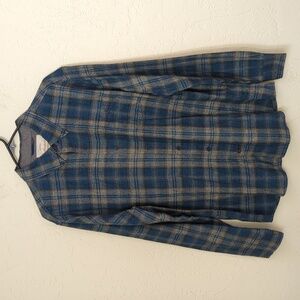 Original Weatherproof Vintage Blue Flannel Button Down Shirt Size Large